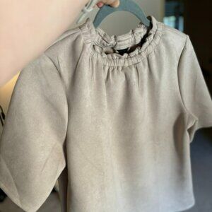 Ann Taylor medium beige blush top faux suede